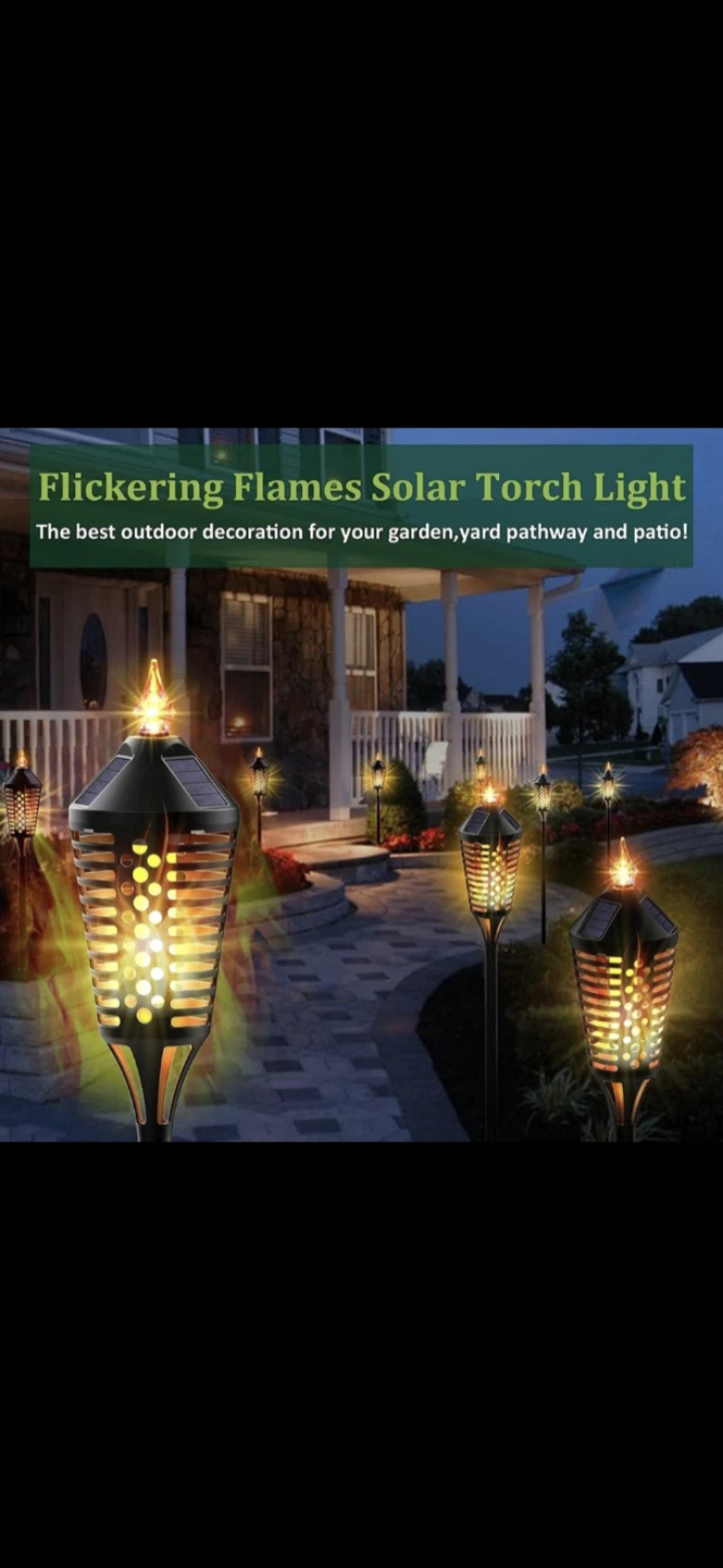 Flickering Flames Solar Torch Lights (Set of 4) New