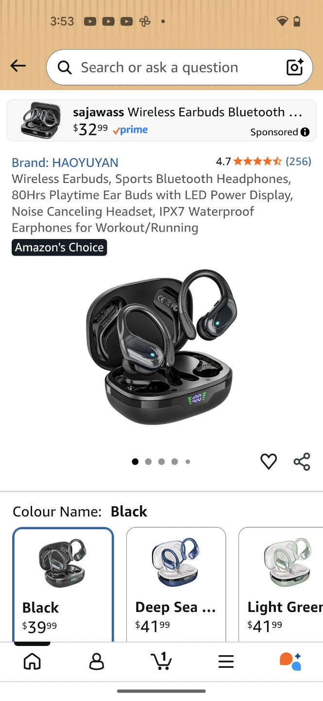 HAOYUYAN Wireless Earbuds Bluetooth 5.3 IPX7 Waterproof