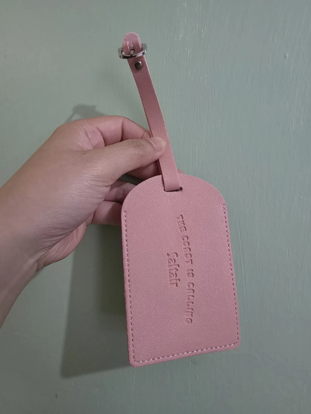 Saltair Pink Leather Luggage Tag