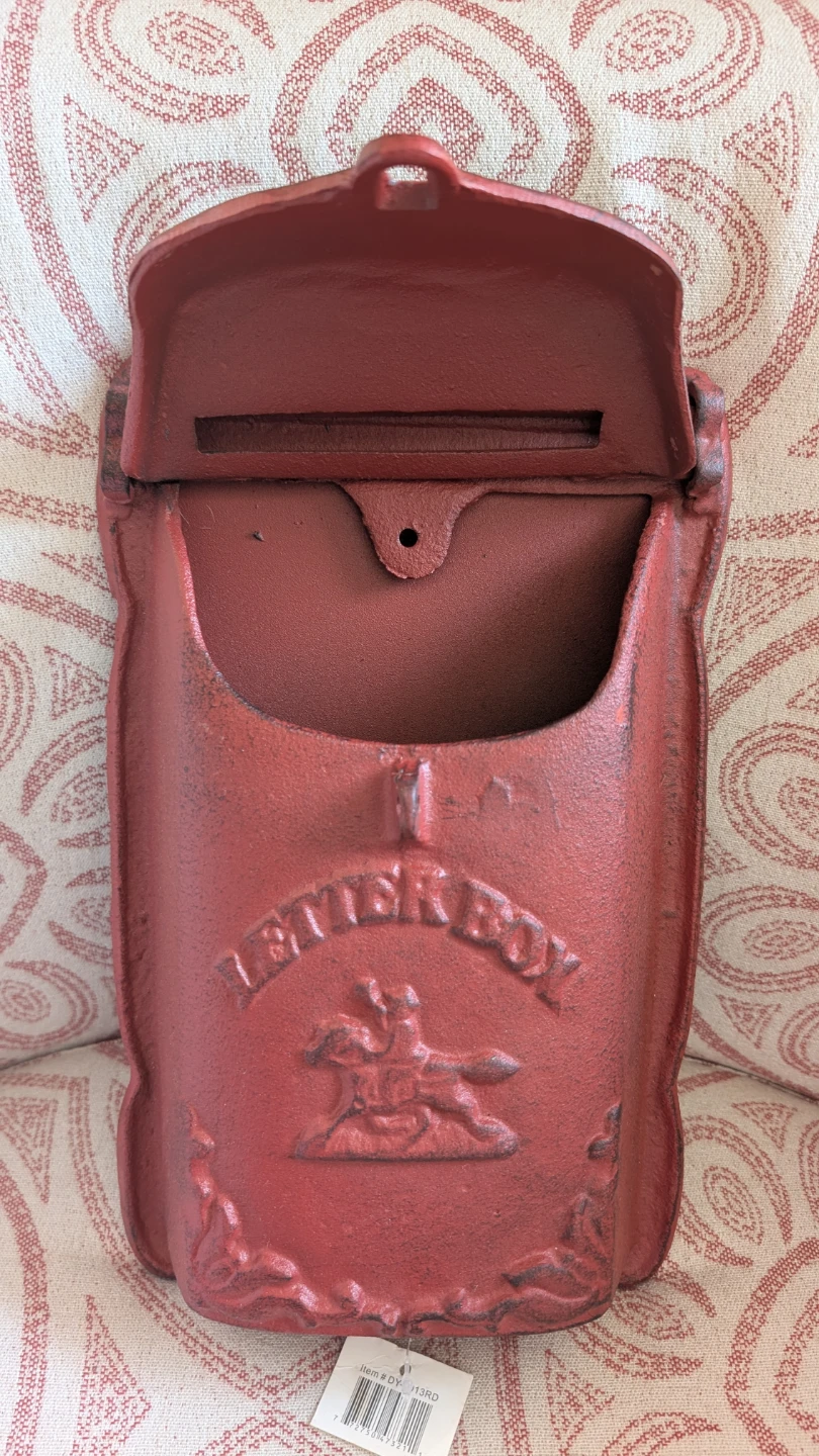Red Cast Iron "Letter Box" Mailbox - photo 3