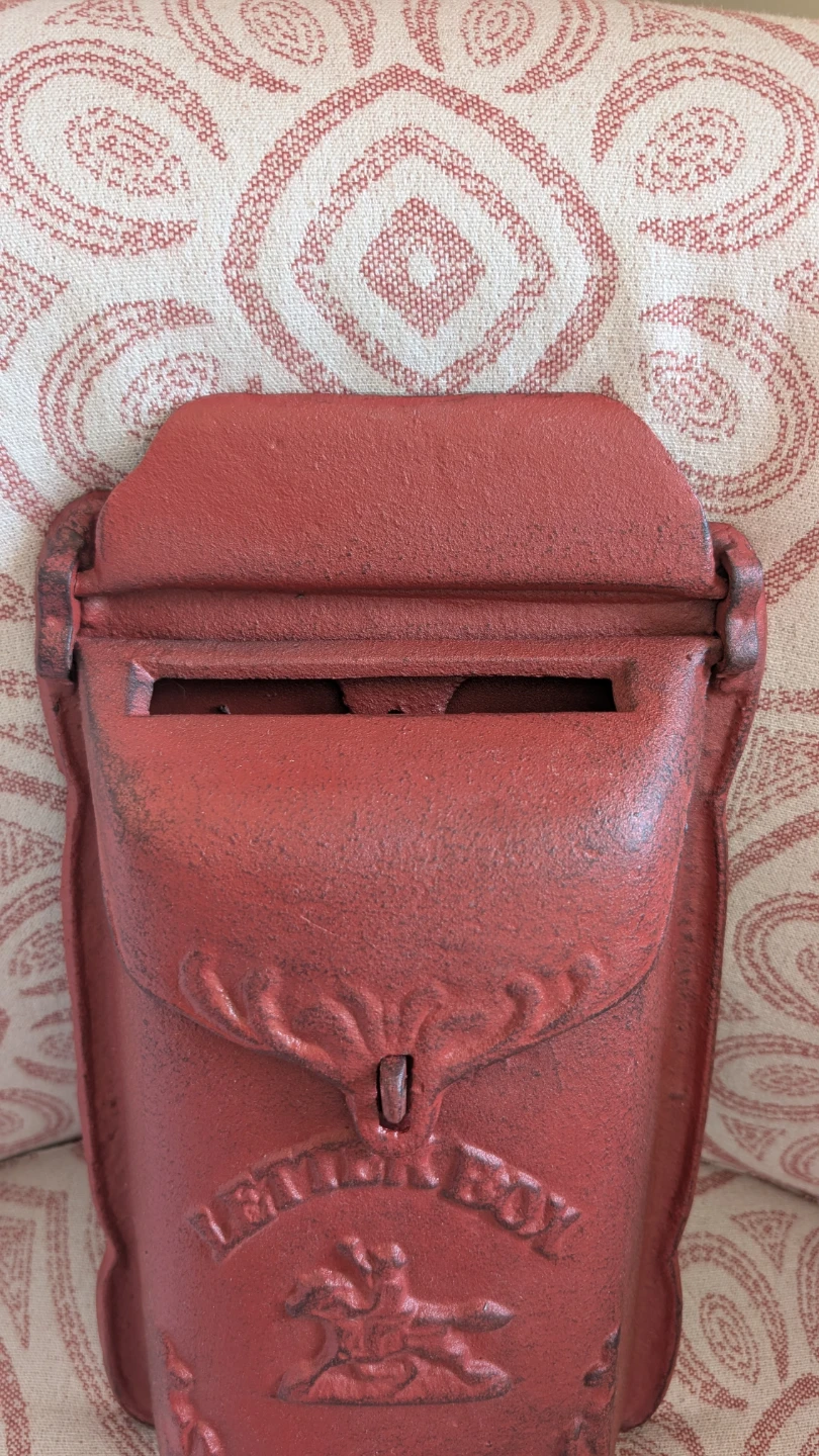 Red Cast Iron "Letter Box" Mailbox - photo 2