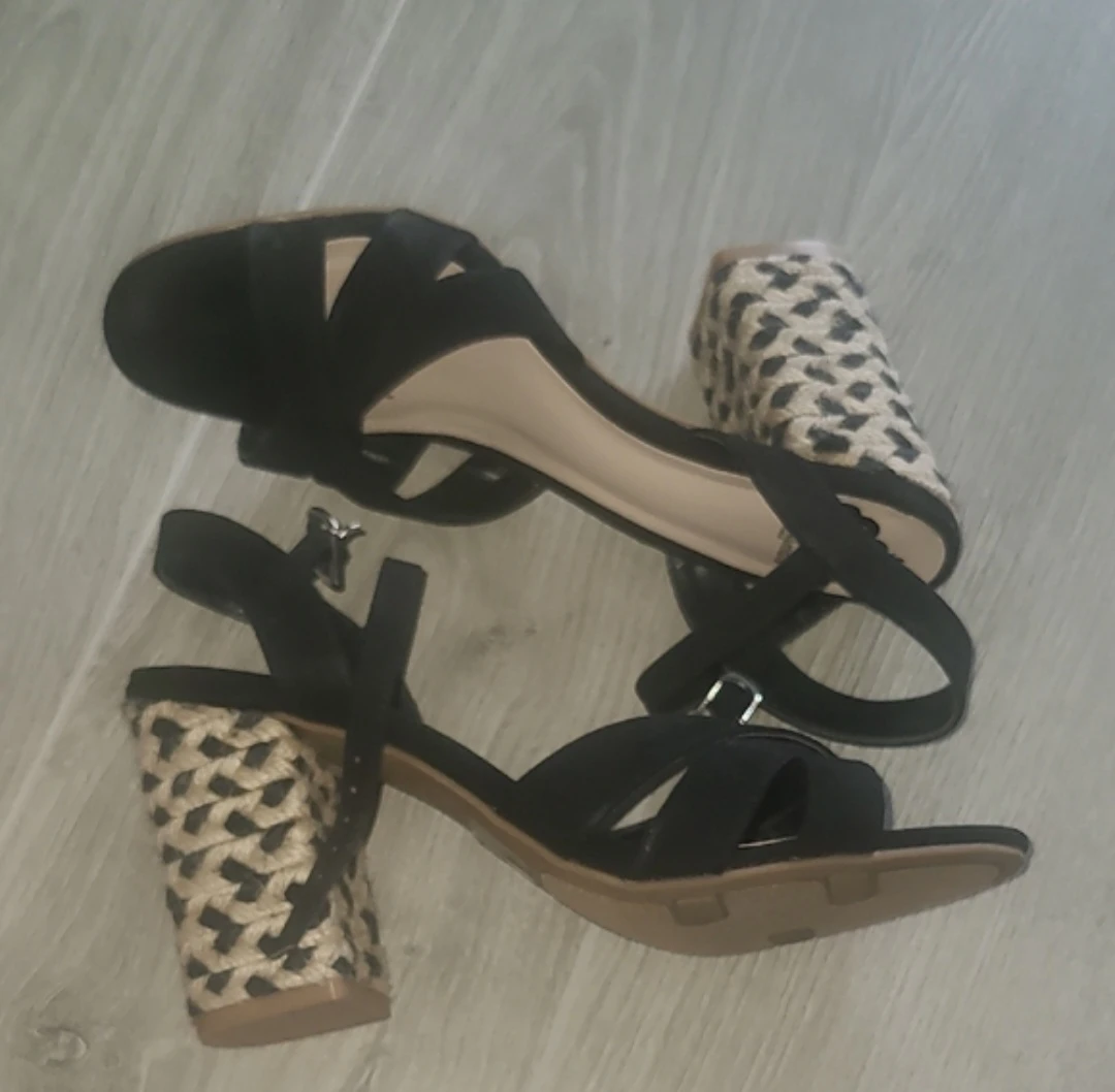 Black Espadrille Block Heel Sandals - photo 4