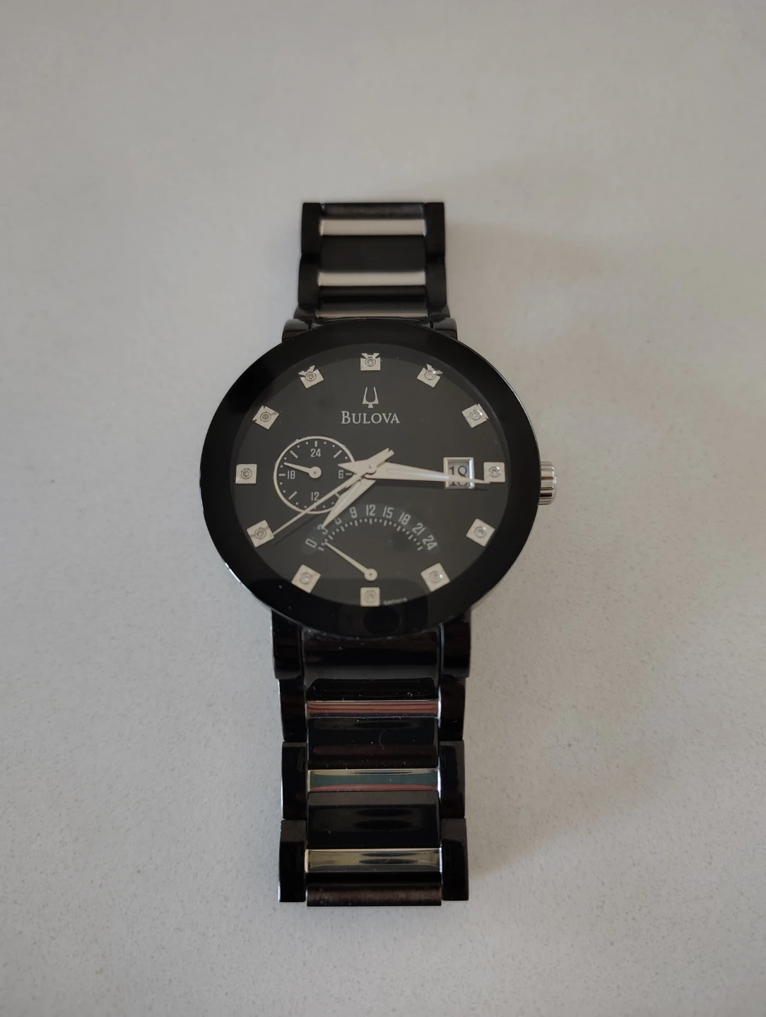 Bulova Men's Diamond Watch - Black & Silver