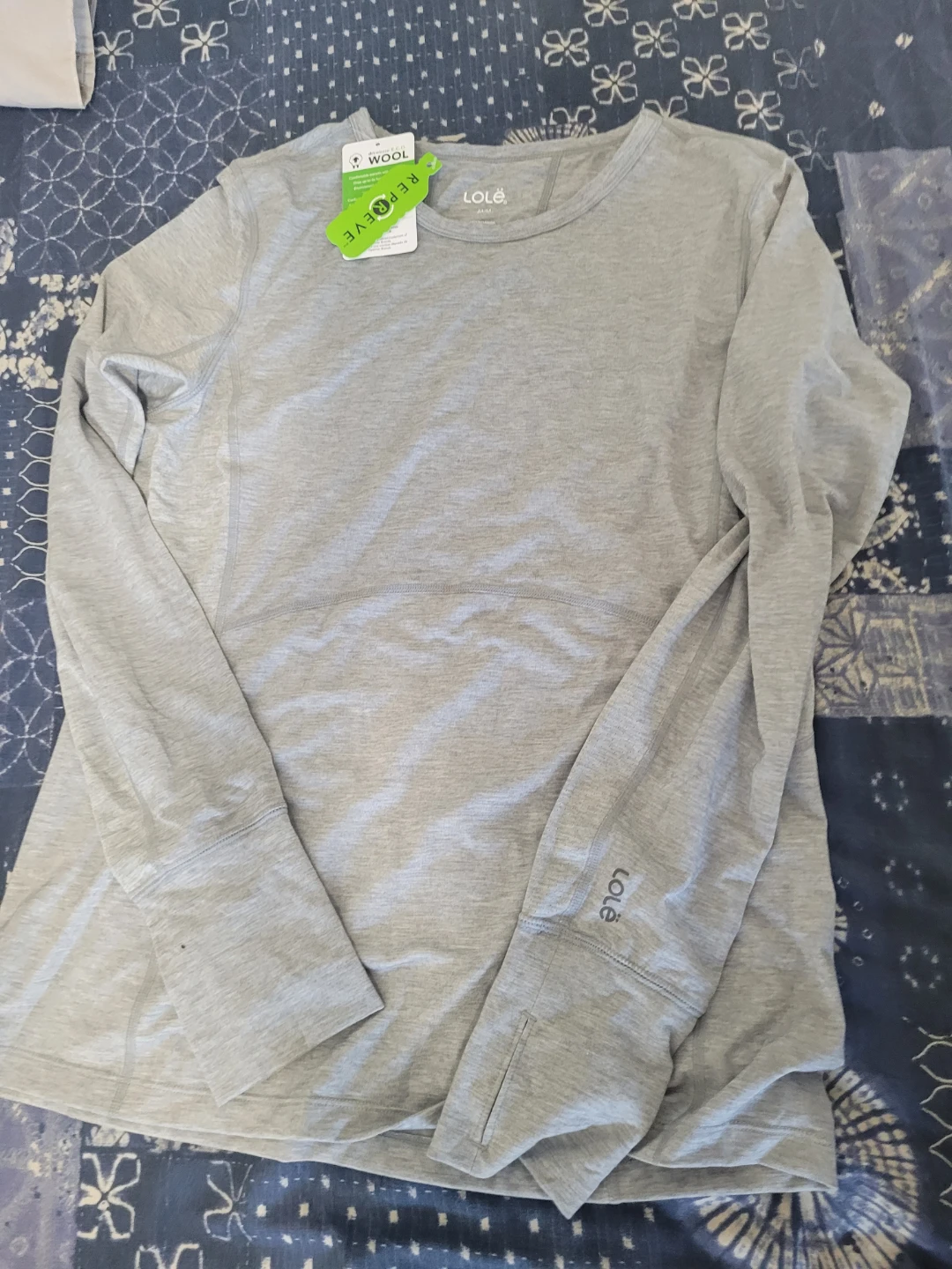 Lole Grey Long Sleeve Wool Blend Top