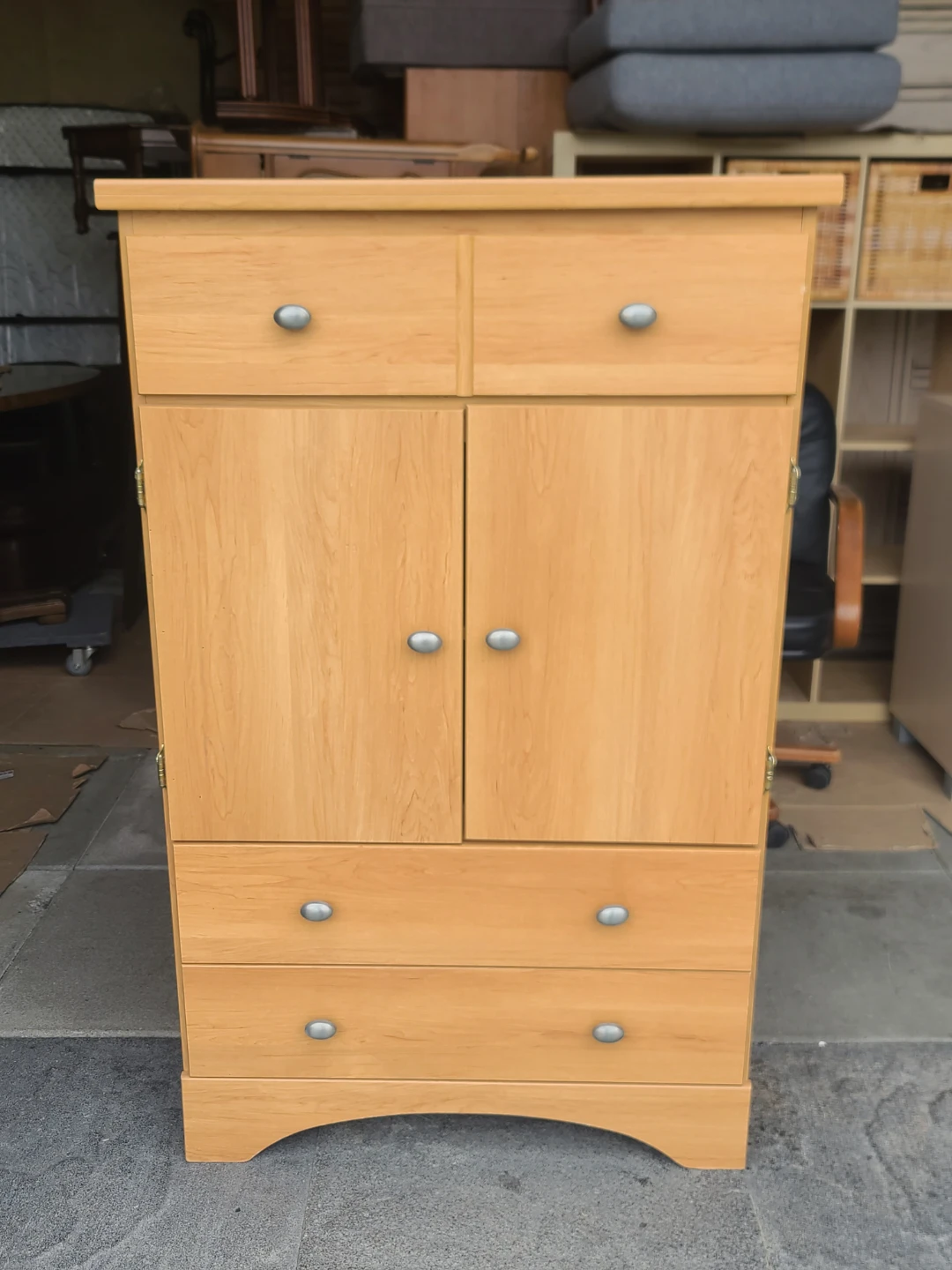 Light Wood Armoire with Drawers