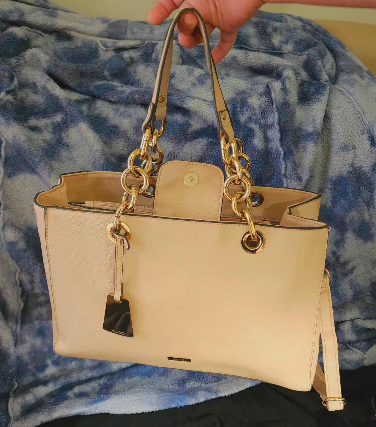 ALDO  Tote Bag with Gold Chain Accents