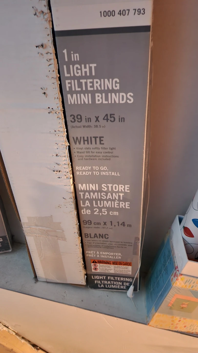 1 in Light Filtering Mini Blinds - 39x45 inch - White