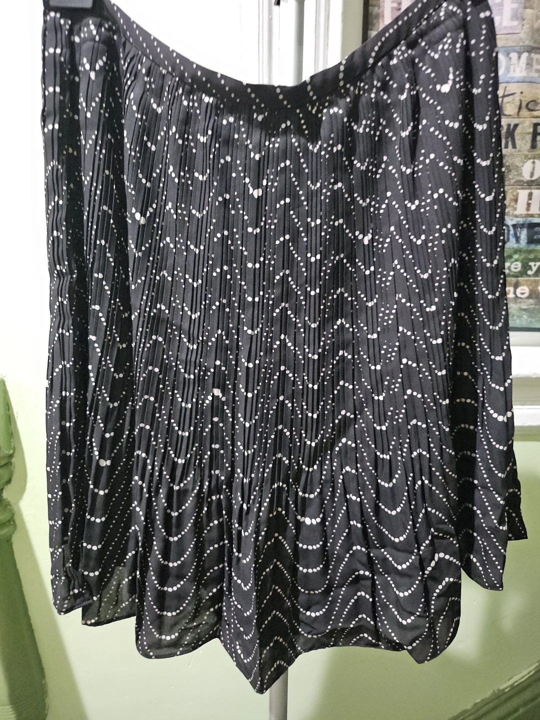 Kate Spade Black Pleated Skirt with White Dot Pattern