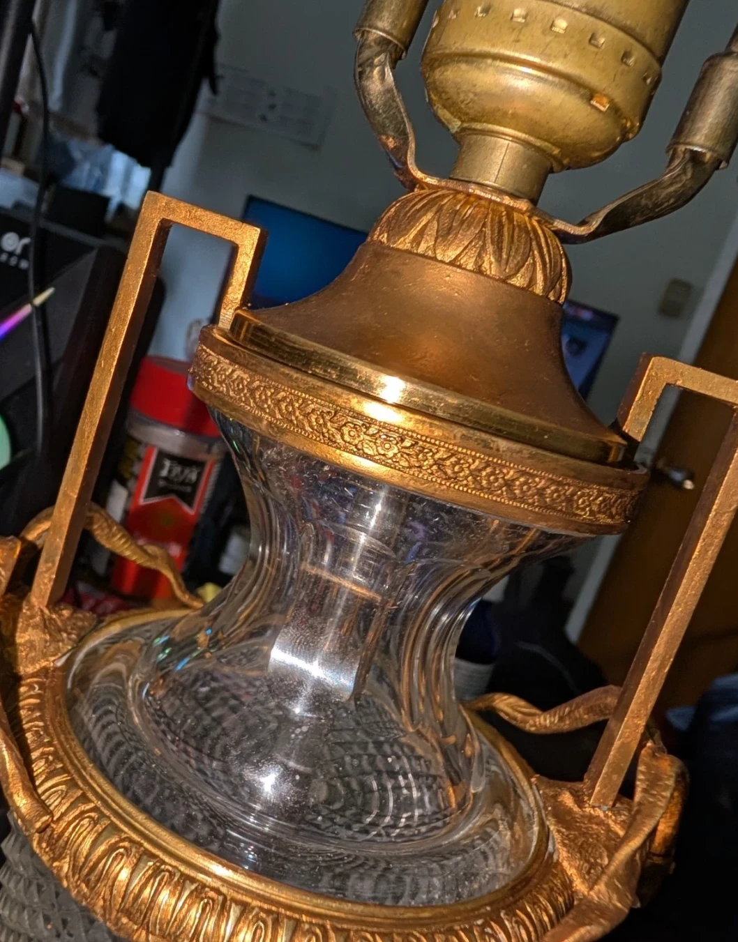 Empire Style Ormolu and Glass Table Lamp - Made in Austria - photo 2