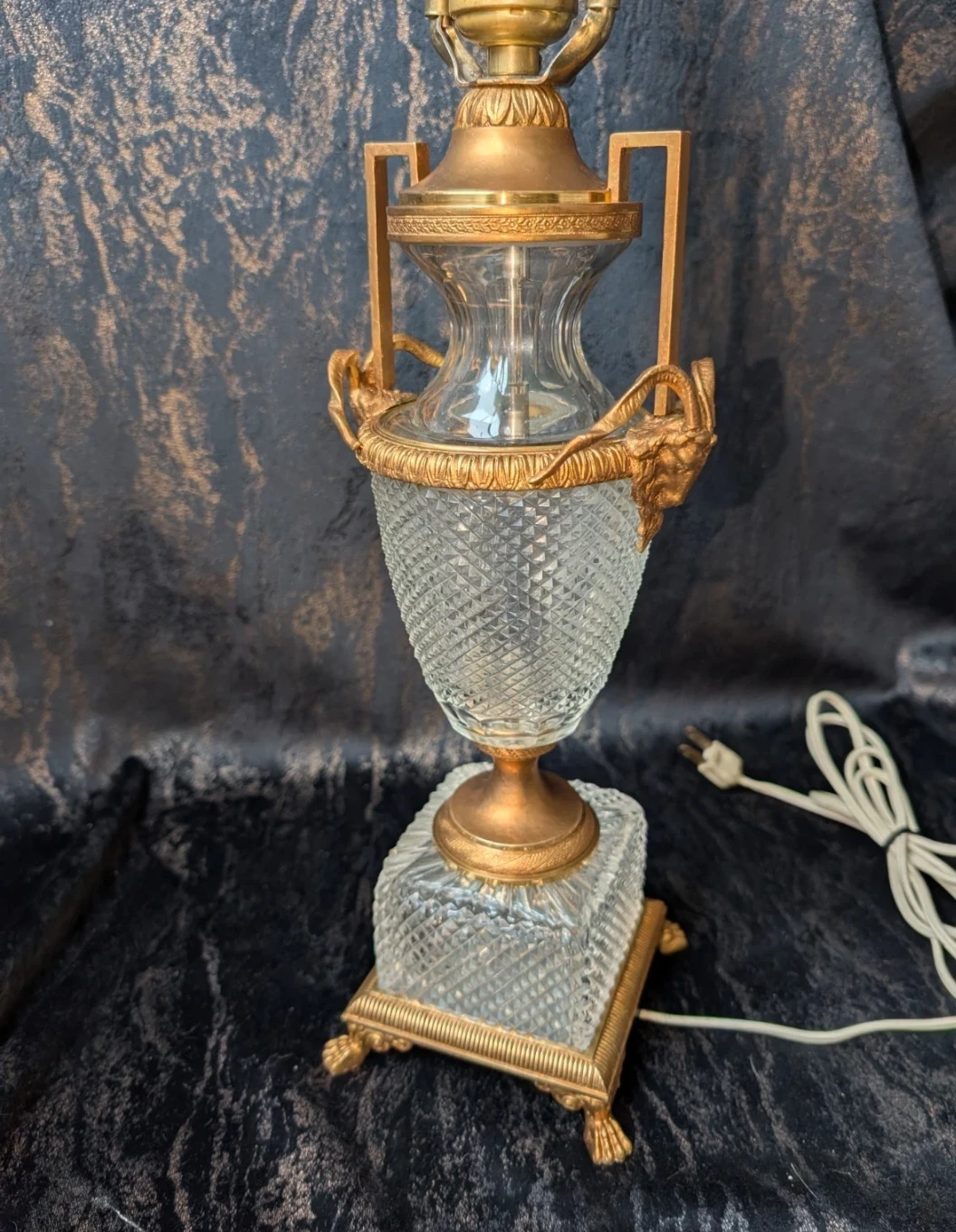 Empire Style Ormolu and Glass Table Lamp - Made in Austria