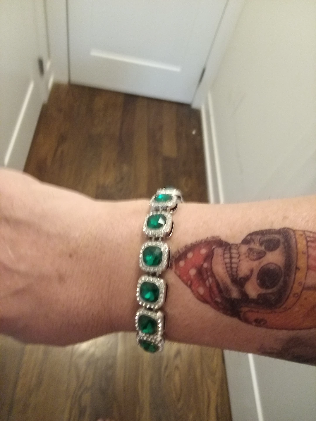 Emerald Green Tennis Bracelet with Silver Accents - photo 2