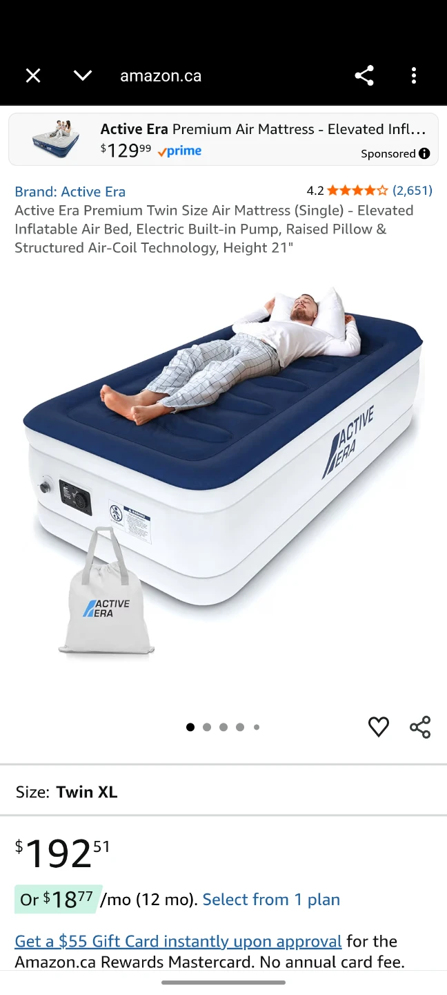 Active Era Twin XL Premium Air Mattress