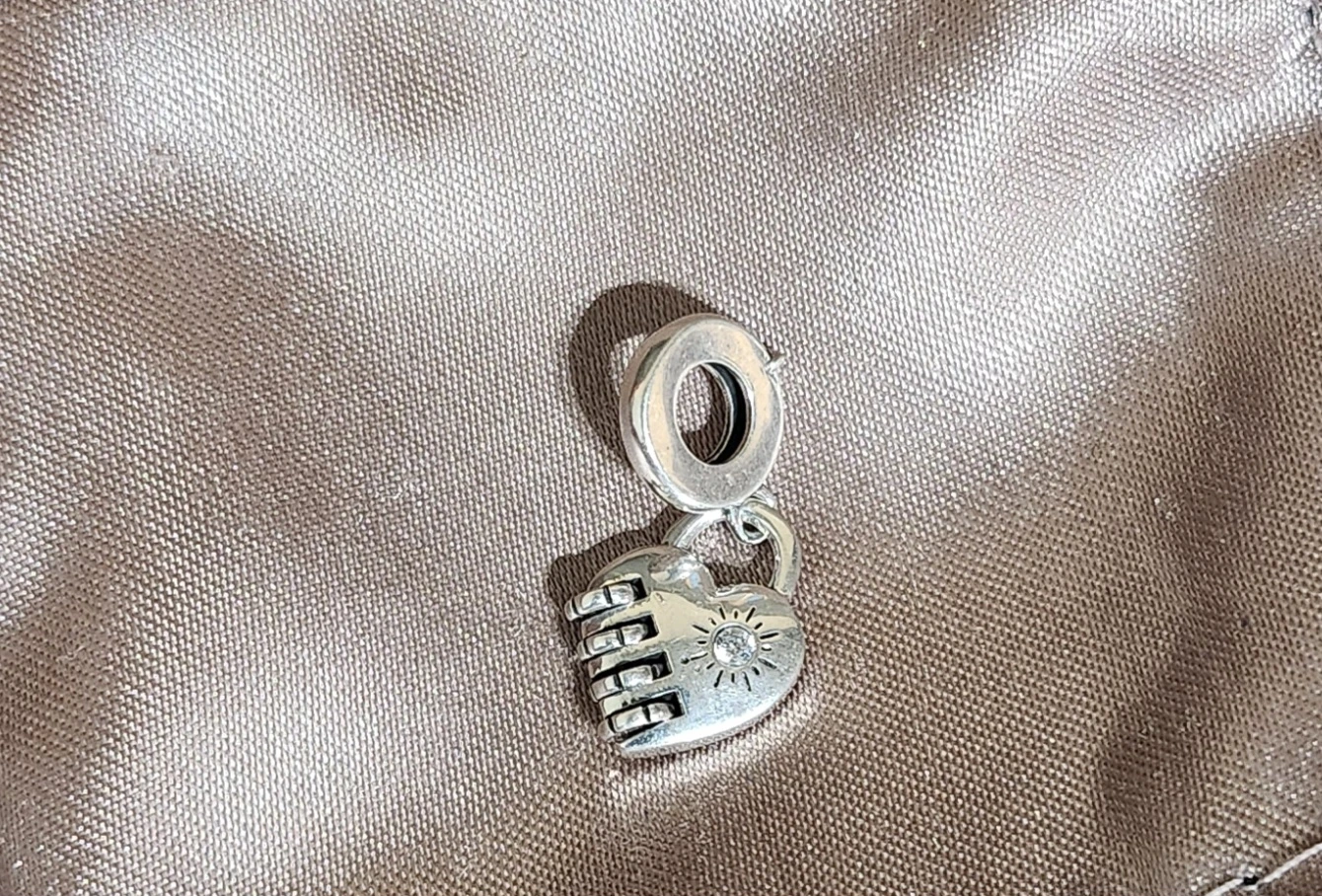 Sterling Silver Heart Padlock Charm - photo 3