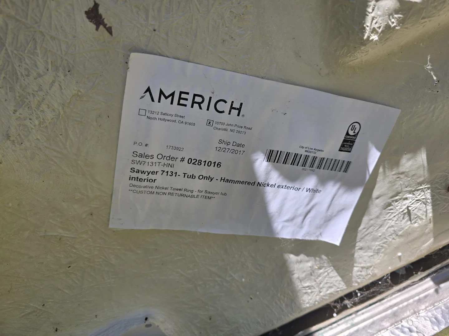 Americh Sawyer 7131 Tub - Hammered Nickel Exterior - photo 3