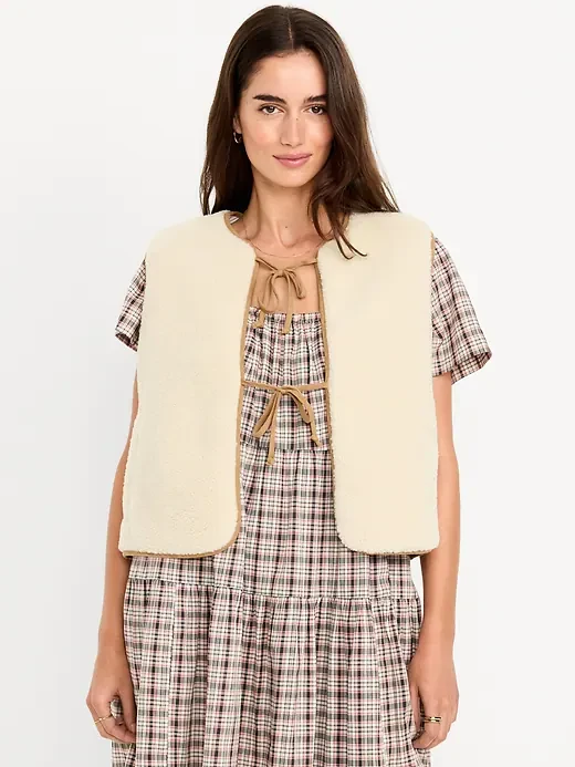 NEW with tags Tie Front Sherpa Vest