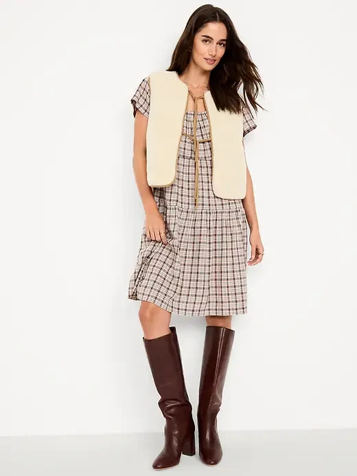 NEW with tags Tie Front Sherpa Vest - photo 2