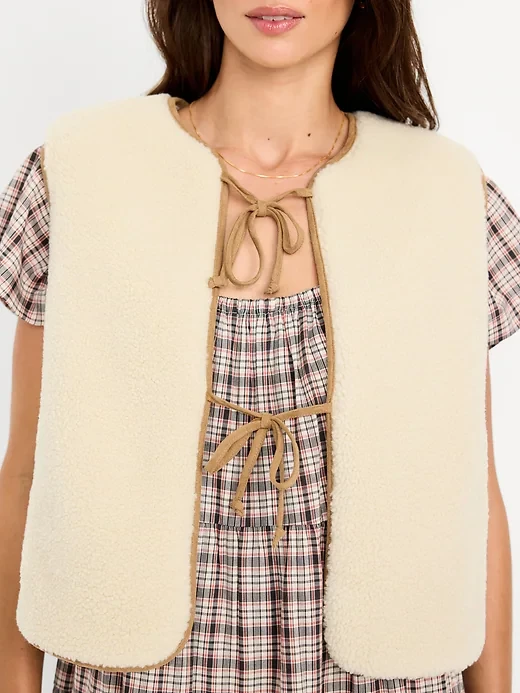 NEW with tags Tie Front Sherpa Vest - photo 3