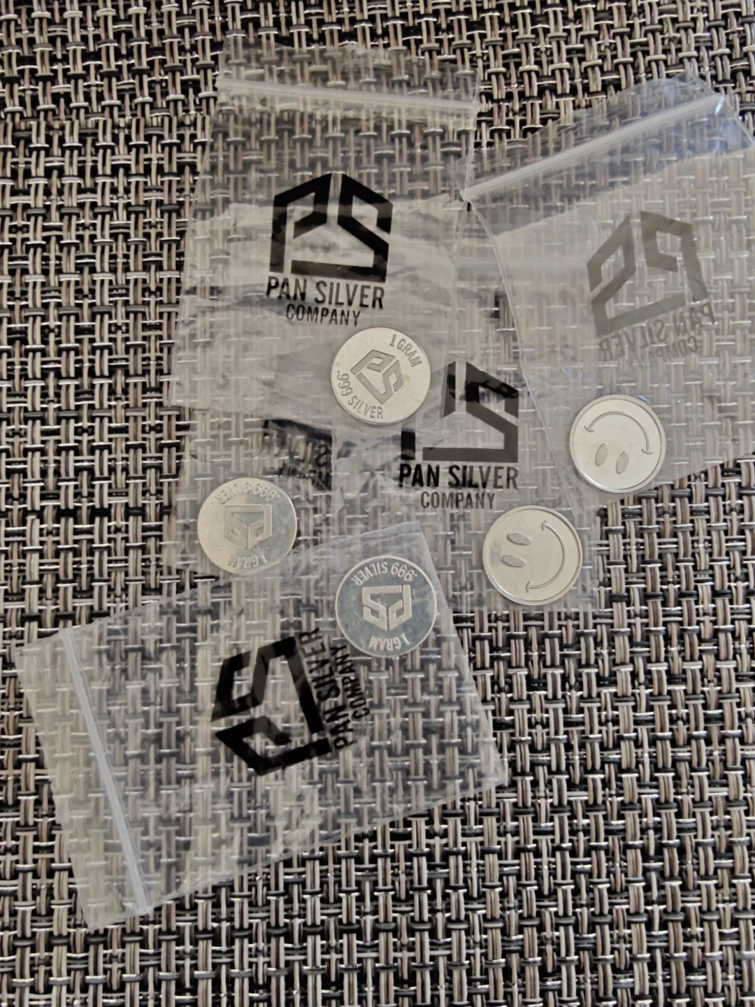 Pan Silver Company 1 Gram Silver Rounds (Smiley Face)