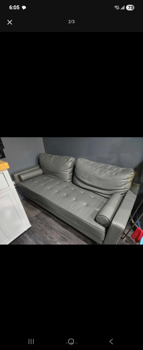 Grey Faux Leather Sofa Bed