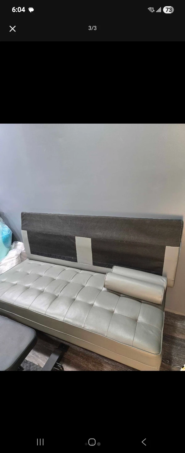 Grey Faux Leather Sofa Bed - photo 2