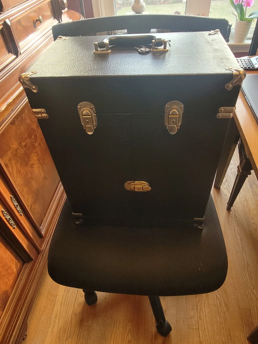 Black Portable Storage Case with Handle and Lock