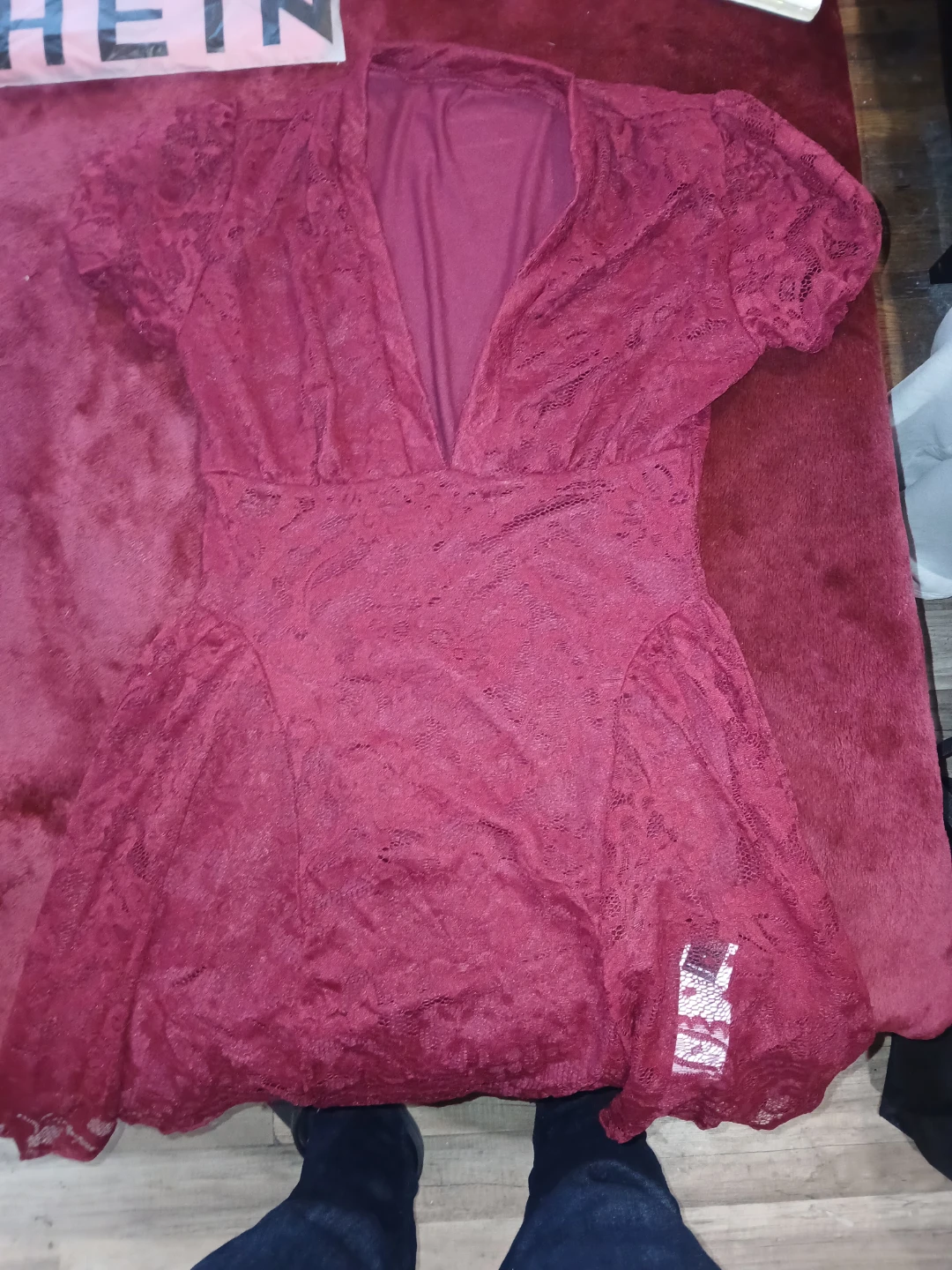SHEIN Lace V-Neck Dress