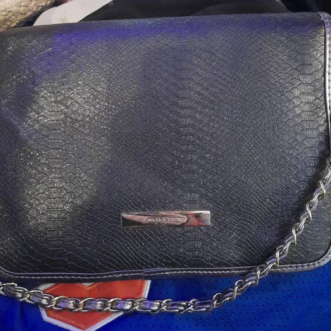 Ivanka Trump Black Embossed Chain Shoulder Bag