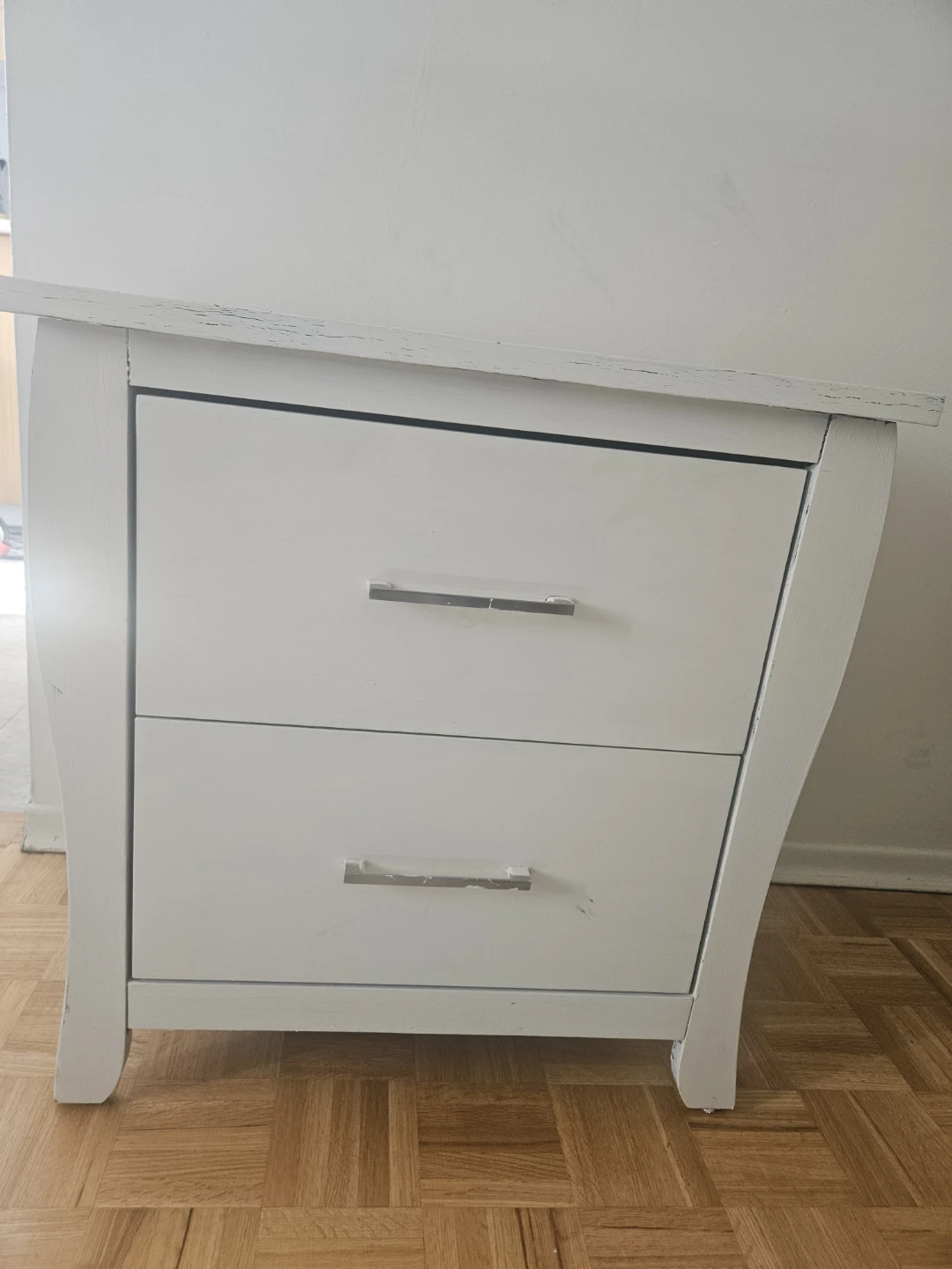White Two-Drawer Nightstand