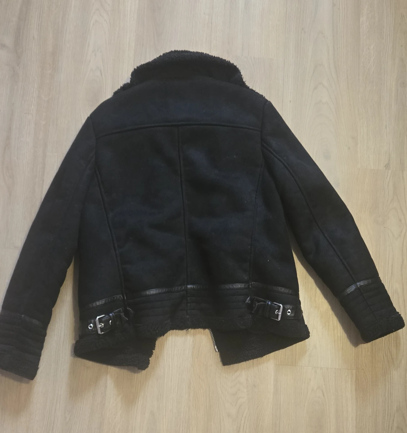 Black Faux Suede Sherpa Jacket - photo 5