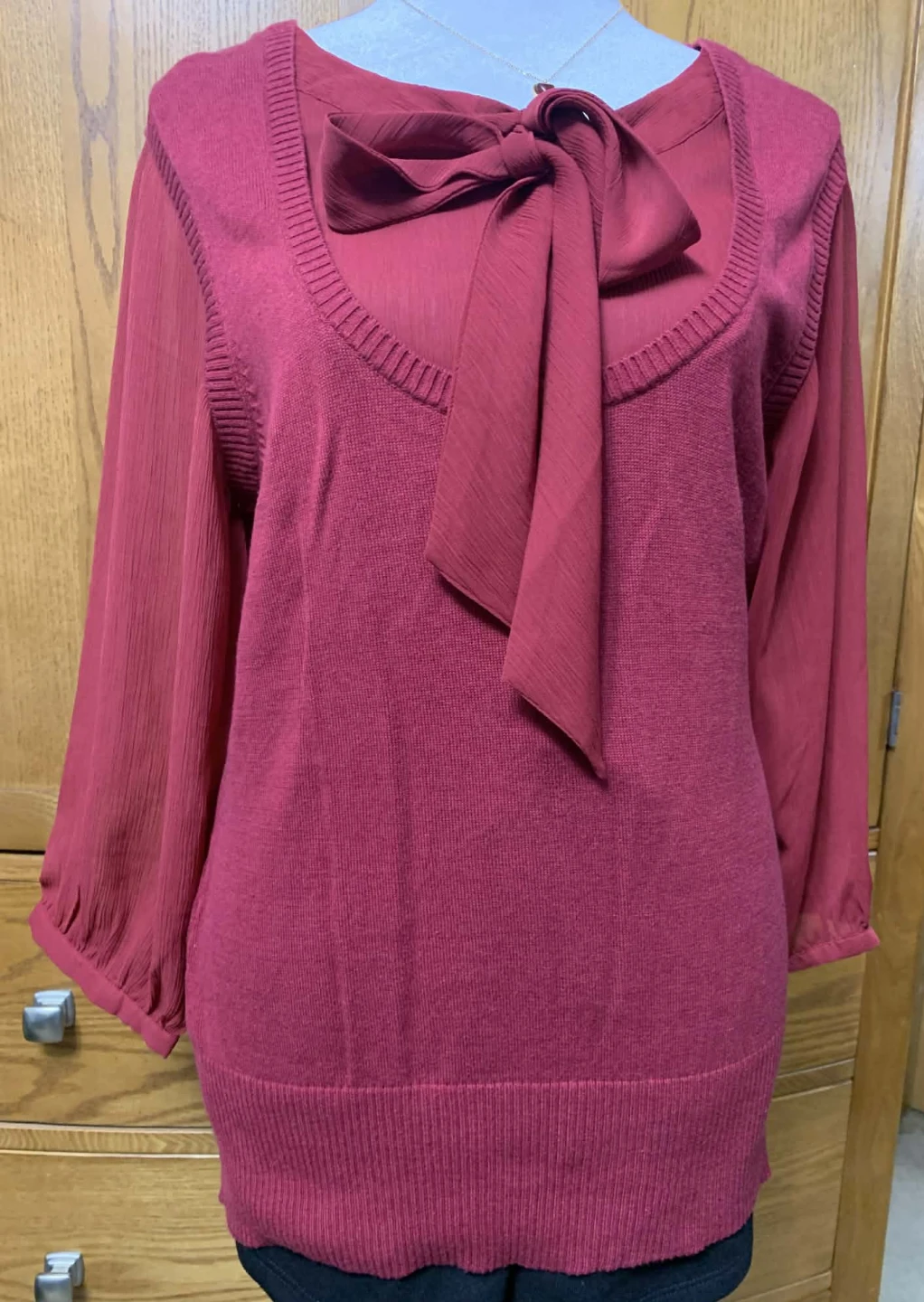 George Women's Red Bow Neck Sweater - L/G - photo 2