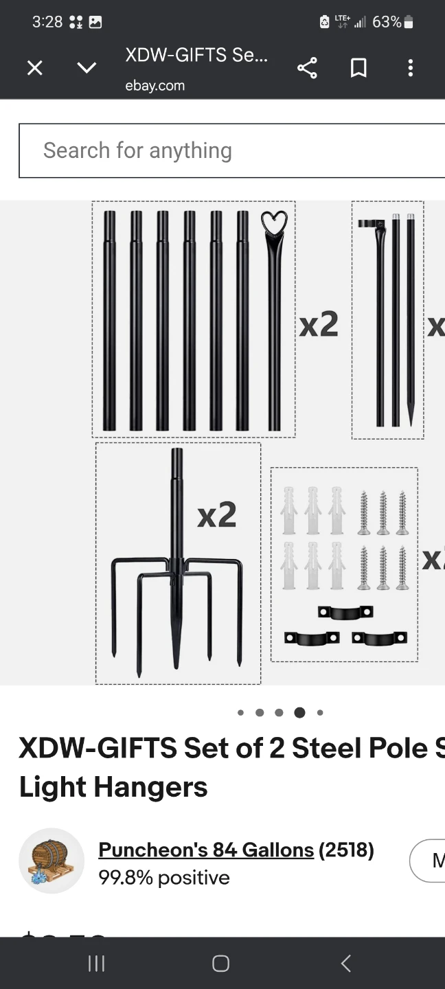XDW-GIFTS Set of 2 Steel Pole Light Hangers - photo 3