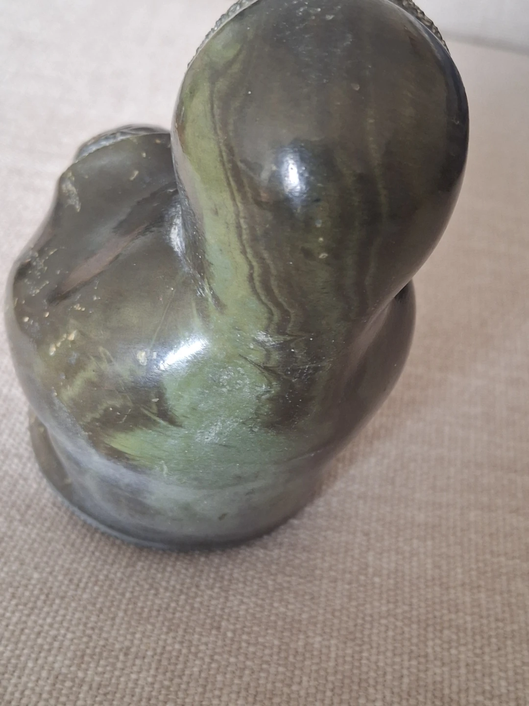 Hand-carved Stone Mother and Child Sculpture - 1972 - photo 3