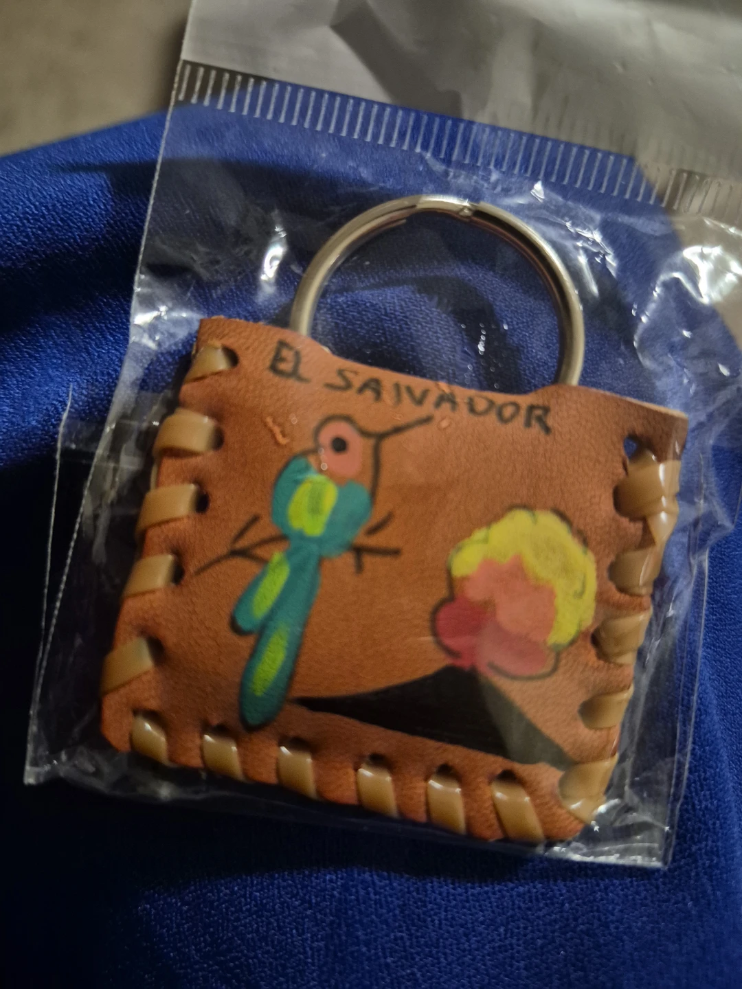 El Salvador Leather Keychain