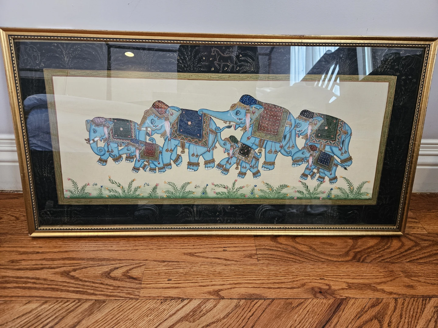 Framed Elephant Procession Painting - photo 3