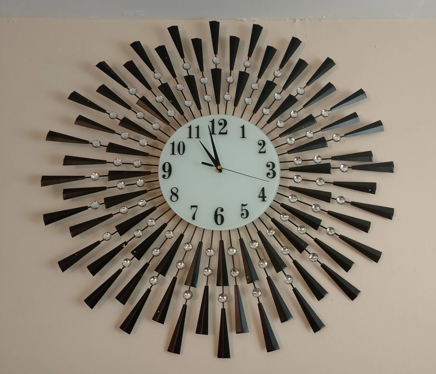 Sunburst Wall Clock with Crystal Accents