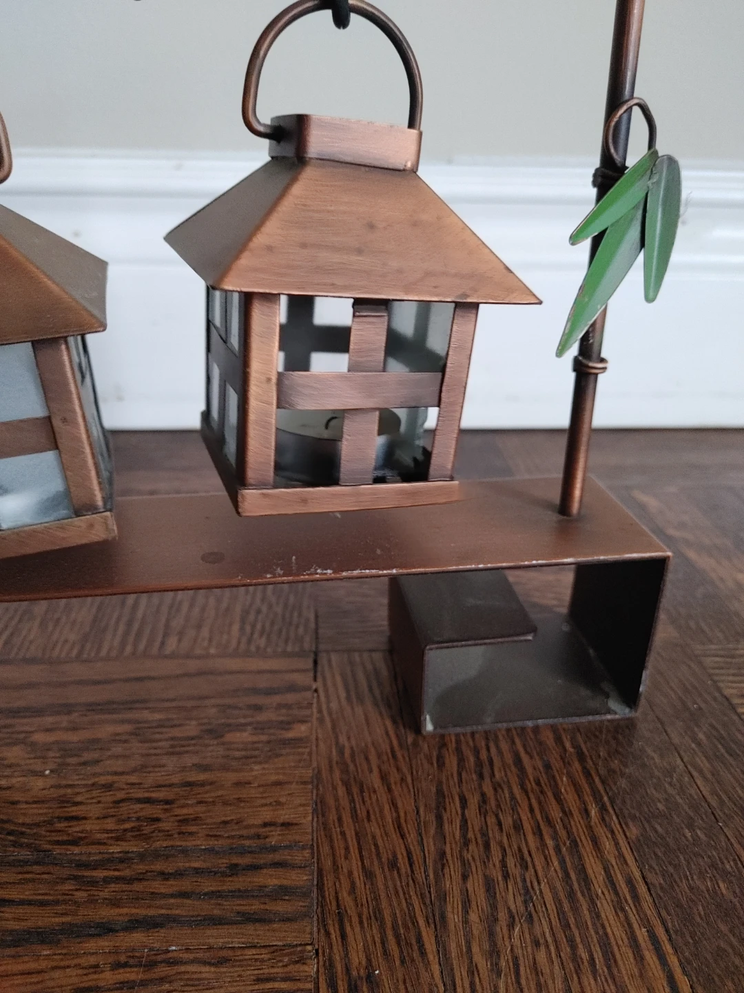 Set of 3 Copper Lanterns with Bamboo Accents - photo 2