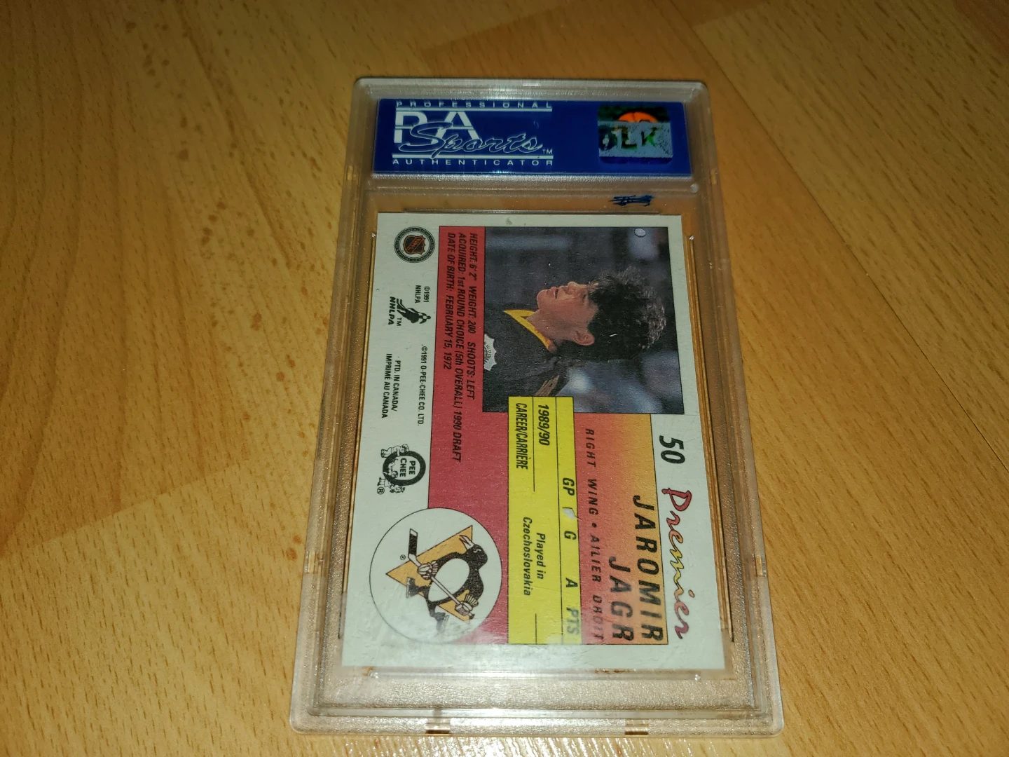 PSA 9 Mint - 1990 O-Pee-Chee Premier Jaromir Jagr Rookie Card - photo 2
