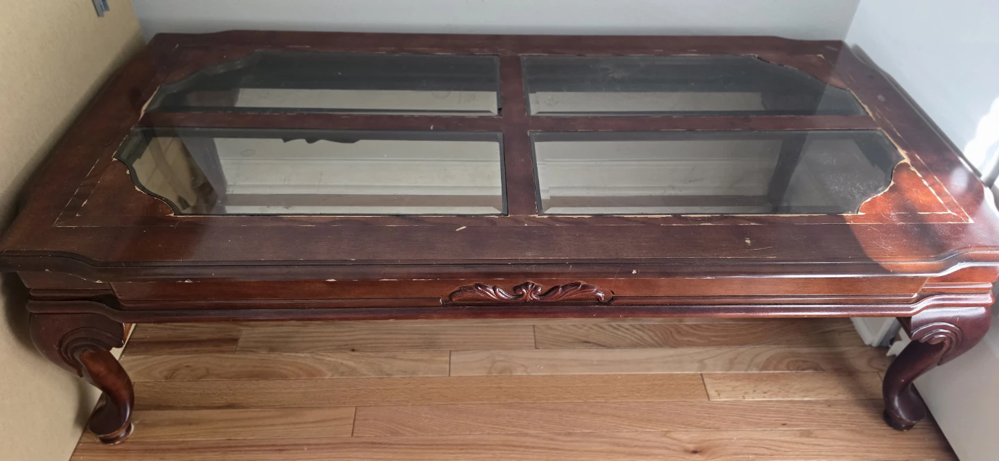 *FREE* Wooden Coffee Table with Glass Top