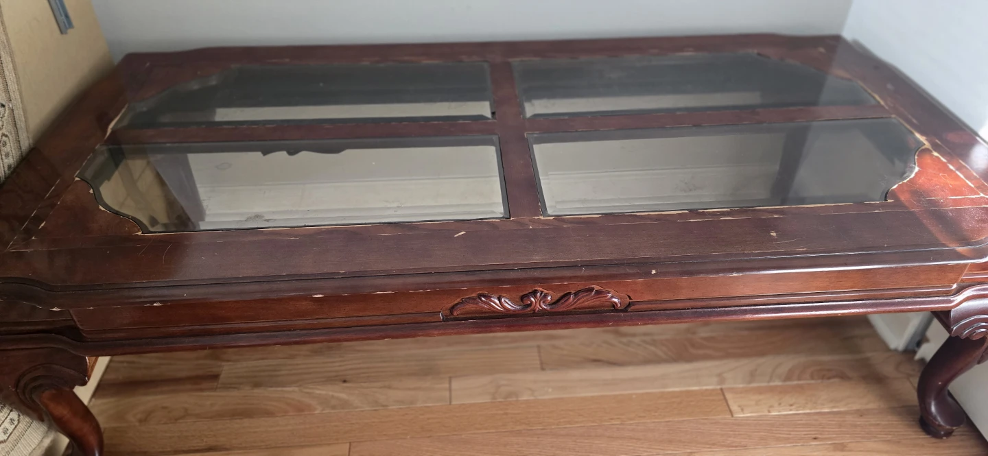 *FREE* Wooden Coffee Table with Glass Top - photo 2