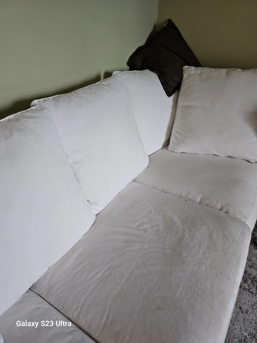 White Sectional Sofa with Cushions - photo 2