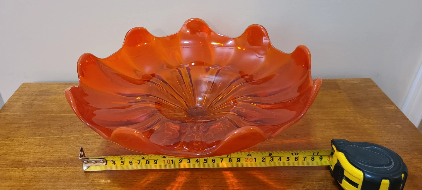 Vintage Orange Glass Pedestal Bowl - photo 2