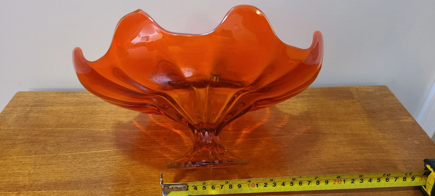 Vintage Orange Glass Pedestal Bowl - photo 3