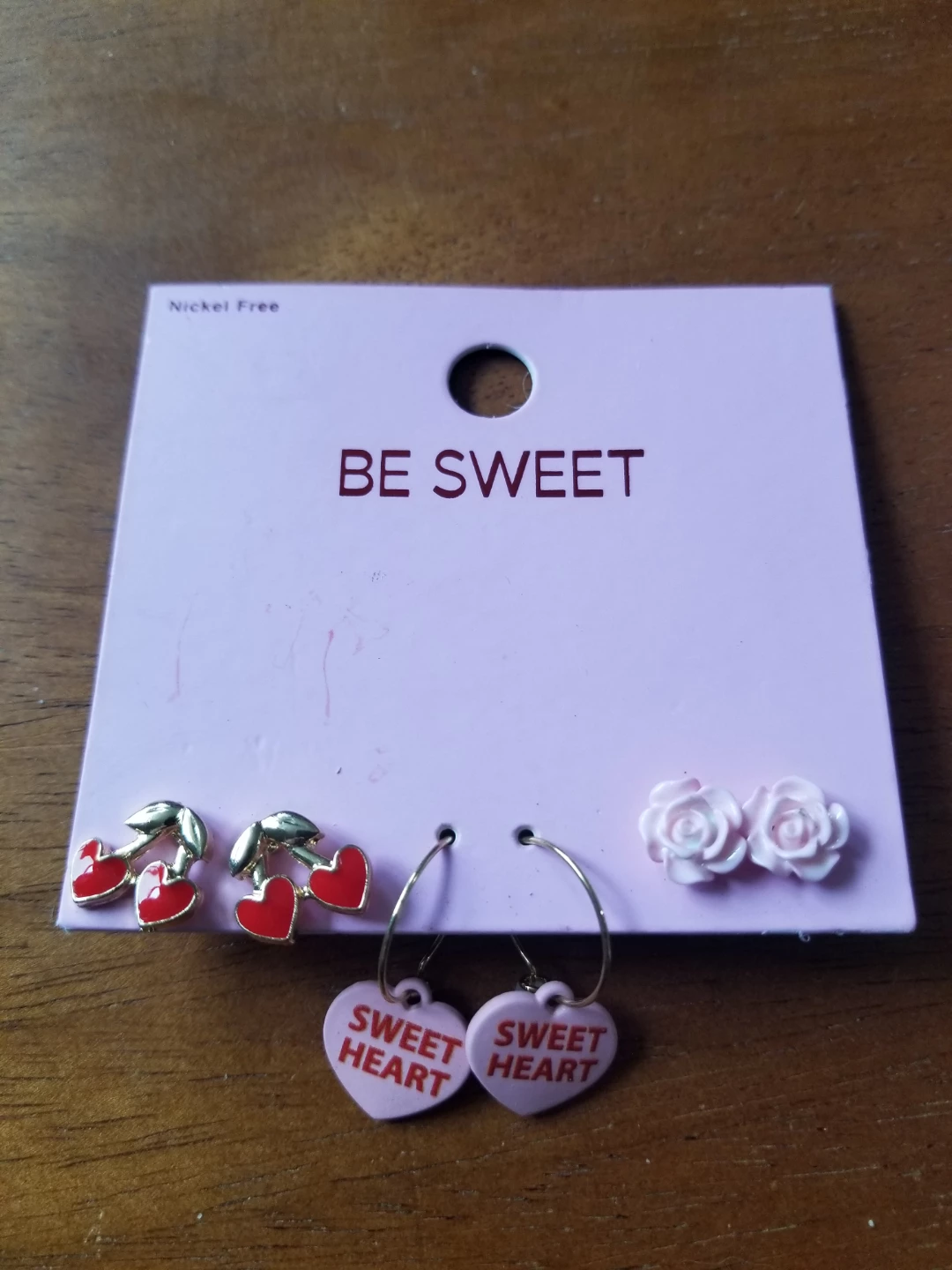 BE SWEET Trio Earring Set with Hearts and Cherries