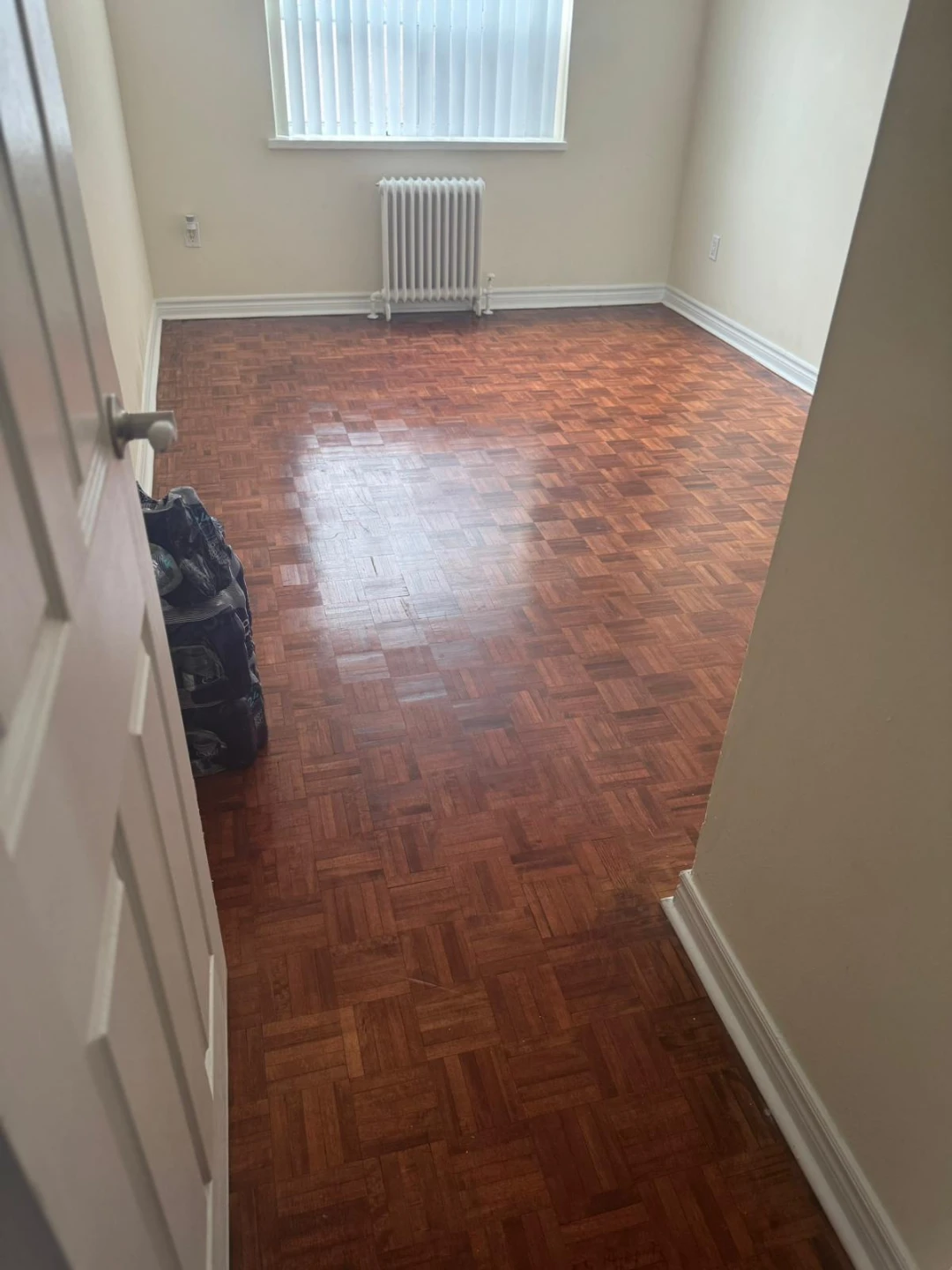 Large Room with parquet flooring and ceiling fan - photo 2