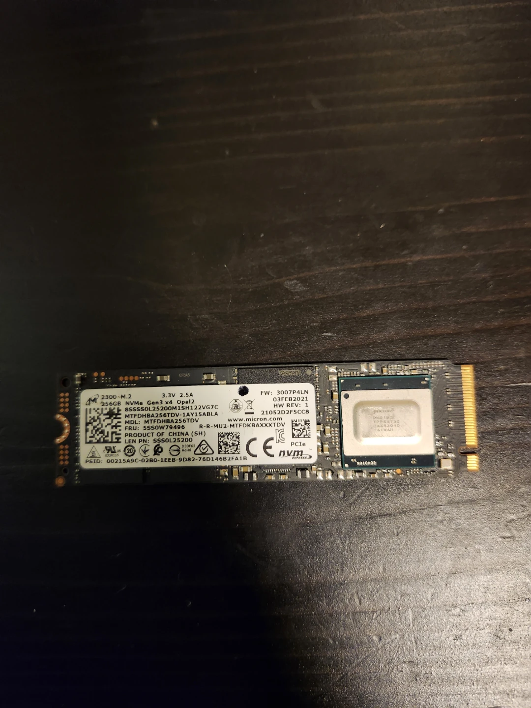 Micron 256GB NVMe Gen3 x4 M.2 SSD