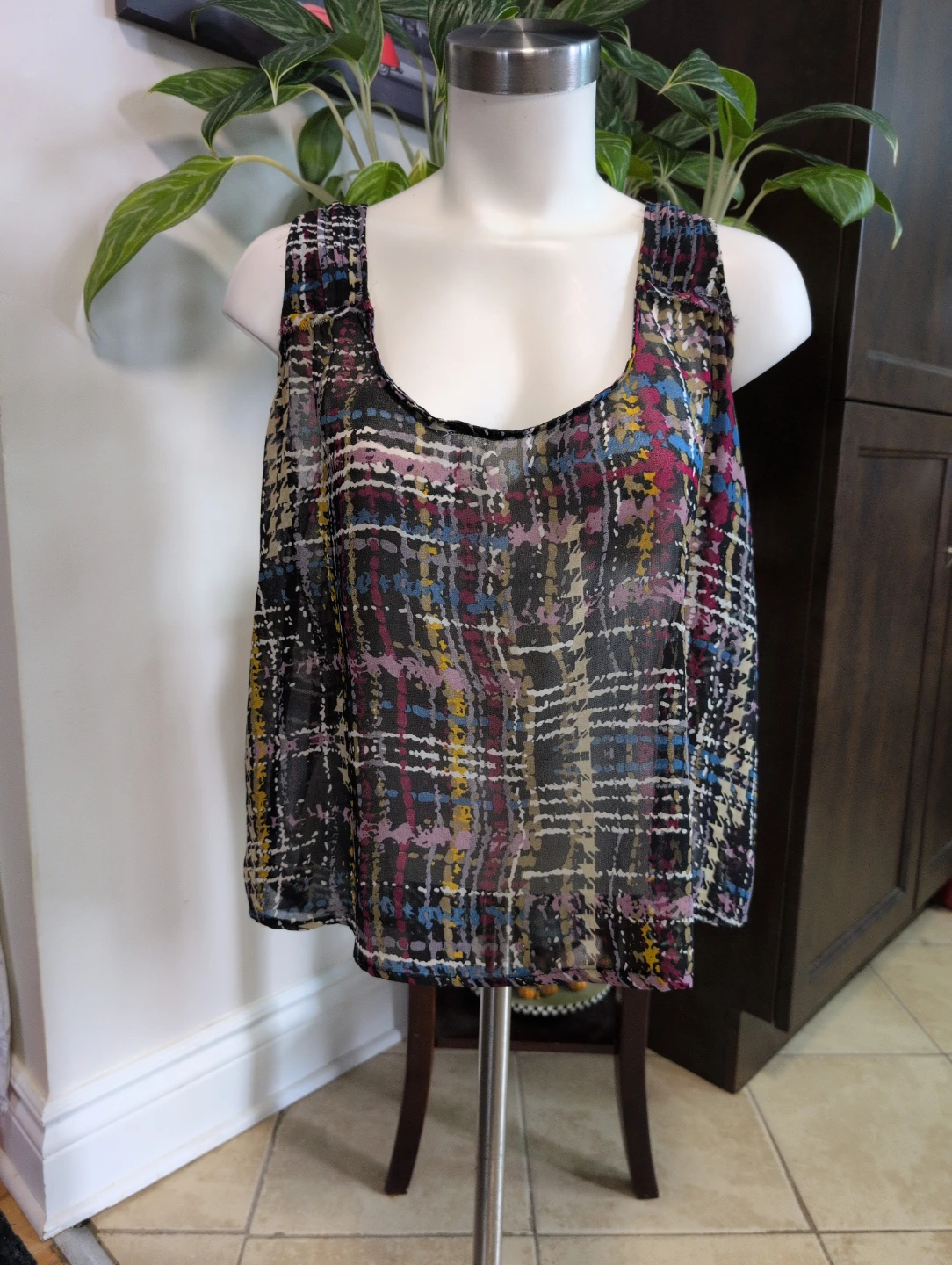 Cosmic Girl Urban Behavior Sheer Plaid Tank Top M/M
