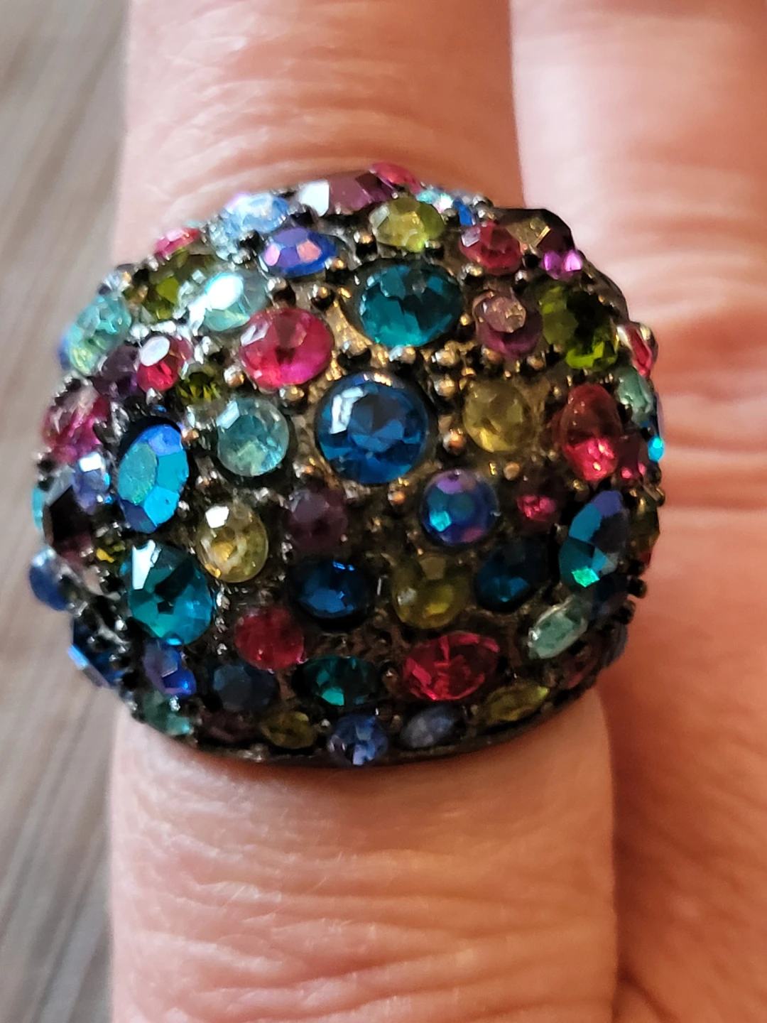Sparkly Multi-Colour Gemstone Cocktail Ring