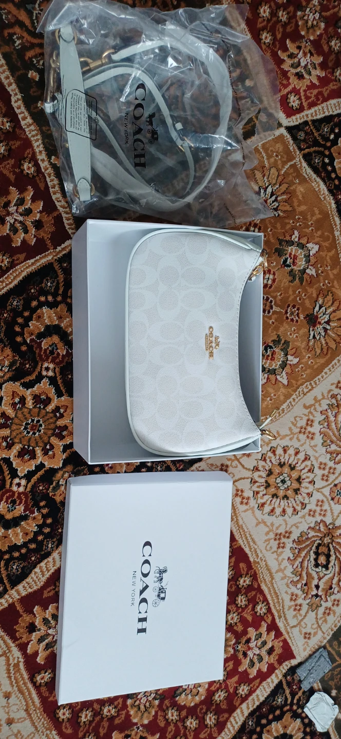 Coach White Signature Pattern Shoulder Bag