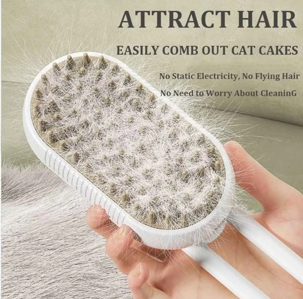 Electric Steam Pet Grooming Brush for Cats and Dogs