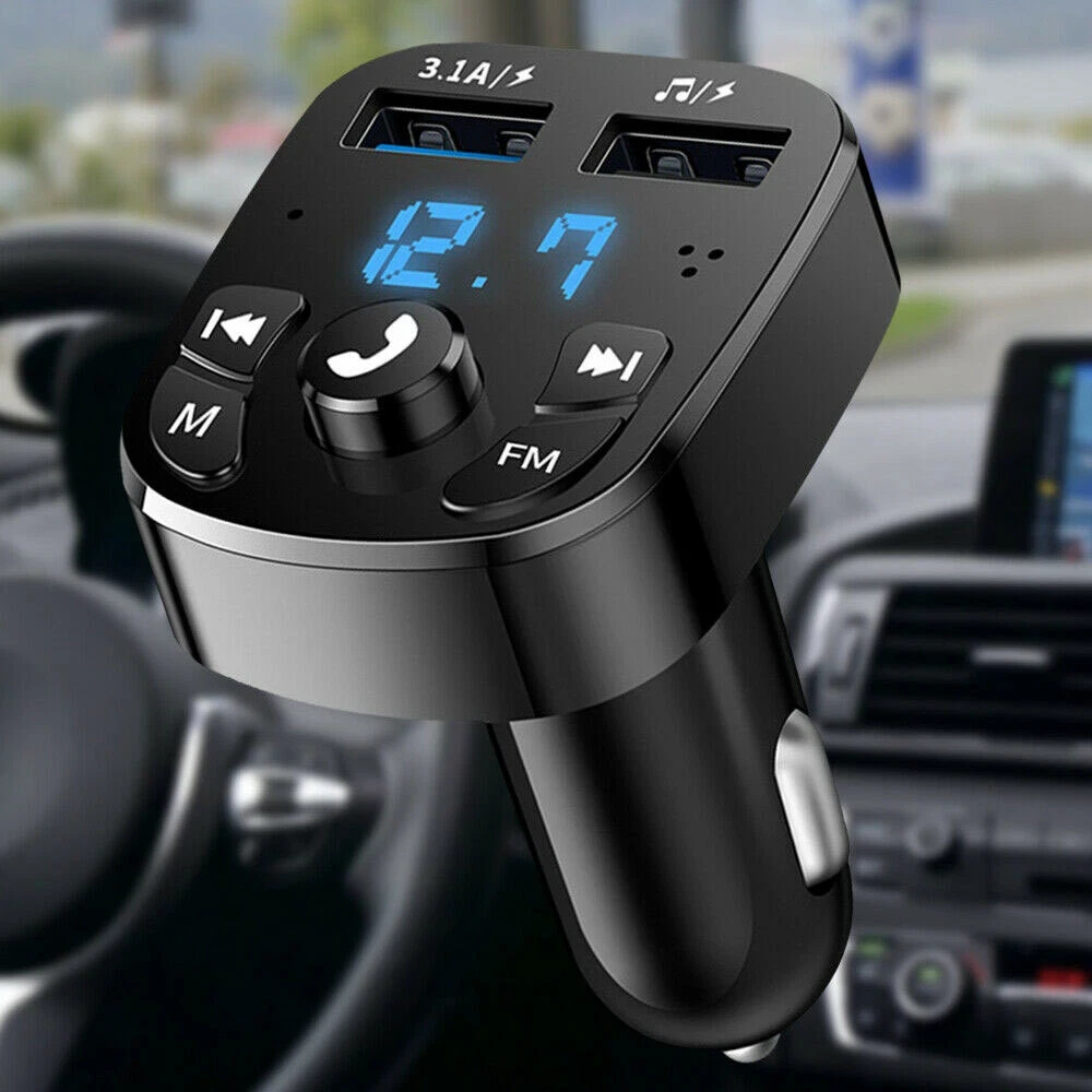 Black Bluetooth FM Transmitter Car Charger